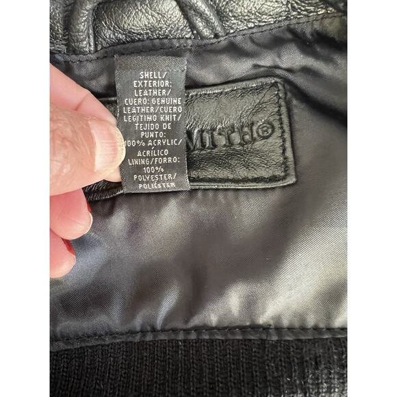 Jaclyn Smith Classic Transitional Black leather Ribbed knit light Jacket Large - Picture 5 of 8